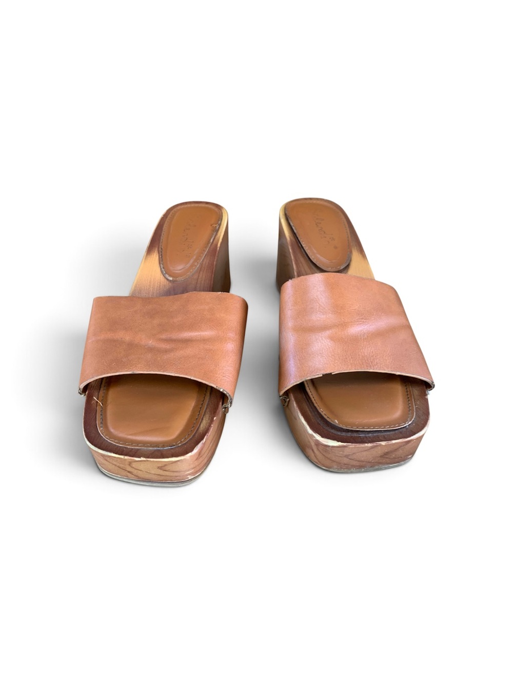 Splendid women’s Brown Leather Slide Platform Sandals